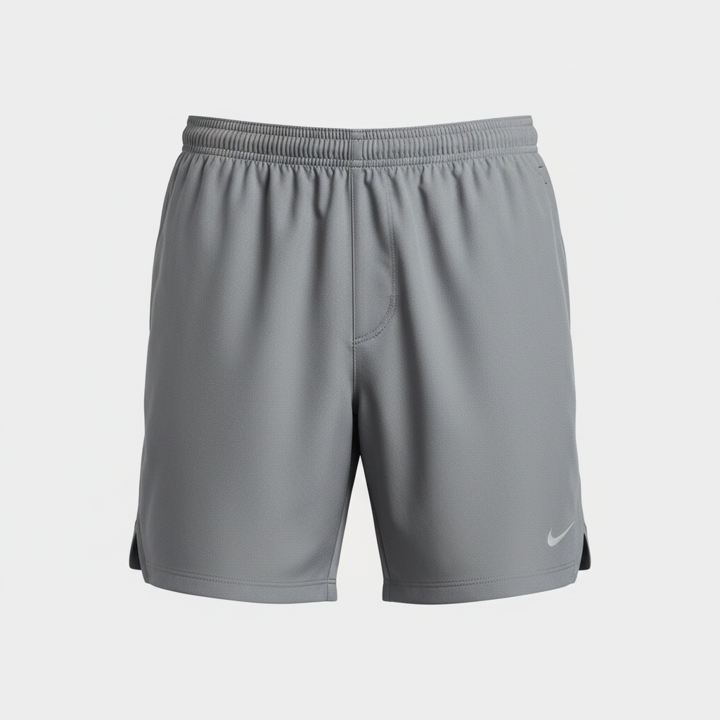 Foto realista de produto para e-commerce. Produto real, proporções corretas, enquadramento vertical (1:1 – formato padrão Shopify), iluminação de estúdio uniforme. Fundo neutro limpo, adequado ao produto, com espaço vazio no canto superior esquerdo. Produto centralizado, sem pessoas, sem textos. Alta resolução (mínimo 2000×2000 px), nitidez profissional, pronto para loja Shopify.
PRODUTO:Shorts Esportivo Dry Fit NIKE, cinza