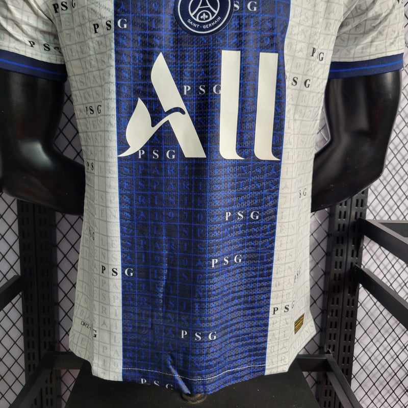 CAMISA VERSÃO PLAYER DO PARIS SAINT GERMAN 22/23 BRANCO E AZUL