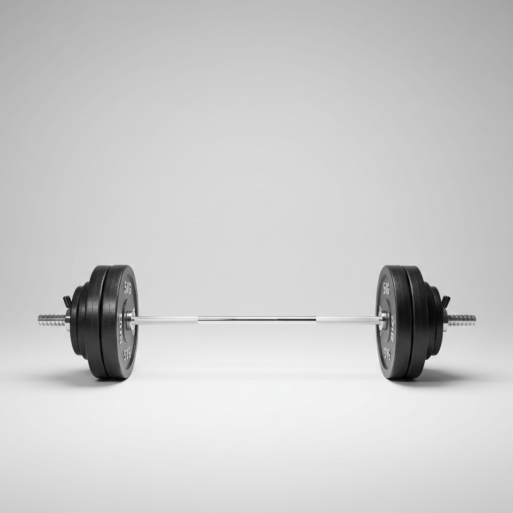 Foto realista de produto para e-commerce. Produto real, proporções corretas, enquadramento vertical (1:1 – formato padrão Shopify), iluminação de estúdio uniforme. Fundo neutro limpo, adequado ao produto, com espaço vazio no canto superior esquerdo. Produto centralizado, sem pessoas, sem textos. Alta resolução (mínimo 2000×2000 px), nitidez profissional, pronto para loja Shopify.
PRODUTO:Kit Barra Reta + Anilhas (20kg) – Linha Básica