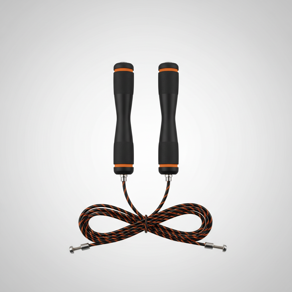 Foto realista de produto para e-commerce. Produto real, proporções corretas, enquadramento vertical (1:1 – formato padrão Shopify), iluminação de estúdio uniforme. Fundo neutro limpo, adequado ao produto, com espaço vazio no canto superior esquerdo. Produto centralizado, sem pessoas, sem textos. Alta resolução (mínimo 2000×2000 px), nitidez profissional, pronto para loja Shopify.
PRODUTO: Corda de Pular Ajustável (Treino Cardio)