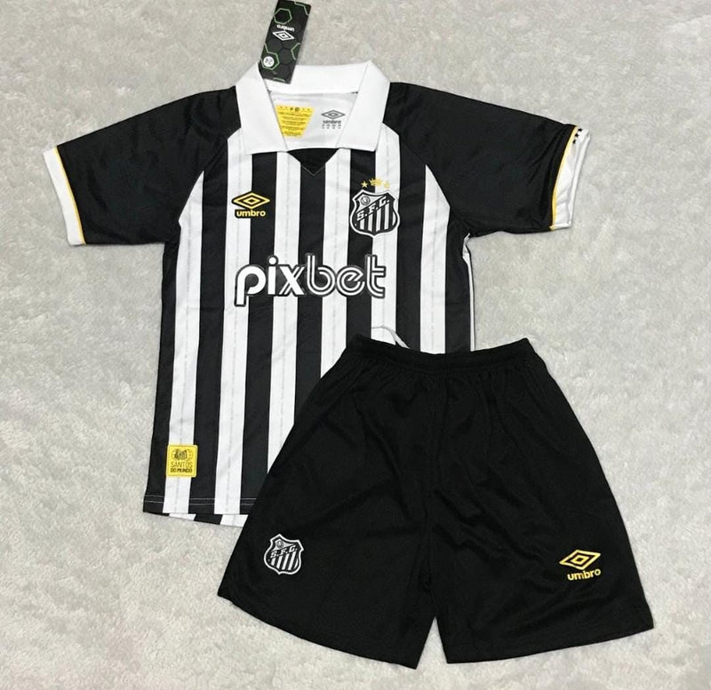 Conjunto Infantil Santos 2024/25 Preto e Branco